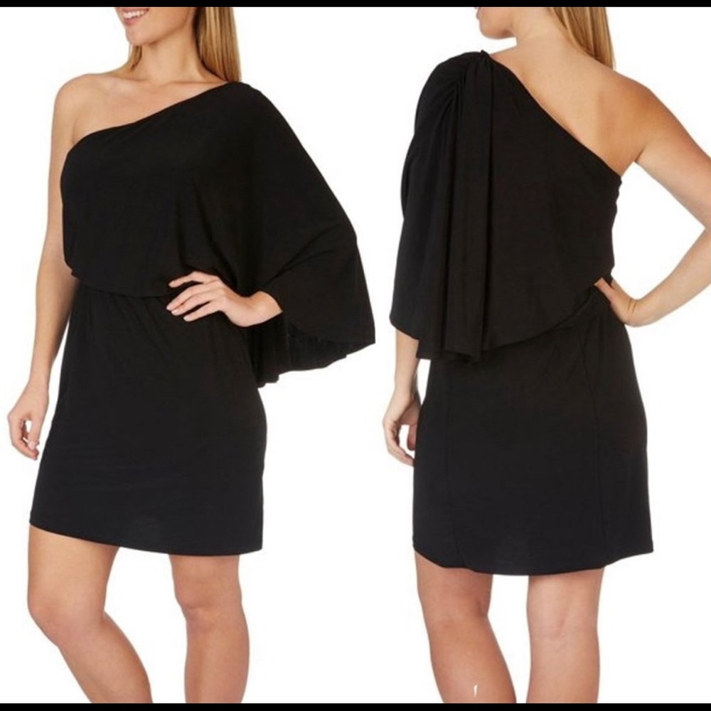 Tiana B. One Shoulder Stretch Dress Short Black Size 1X Plus NEW